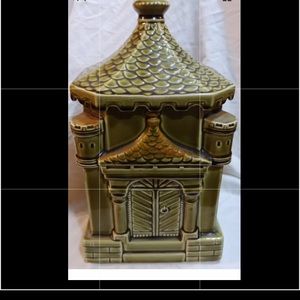 Vintage MCM Royal Sealy Japan Castle Cookie Jar Medieval Castle OIive Green